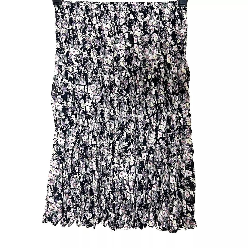 Vintage Y2K Express Ditzy Floral Crinkled Pleated Skirt XS Indie Grunge Gypsy